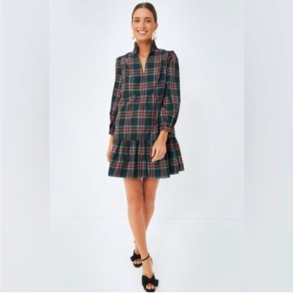 NWT Tuckernuck Palmerston Tartan Plaid Drop Waist Long Sleeve Mini Dress Size S